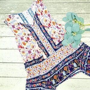 Vintage America Floral Tie Accent Tank Top